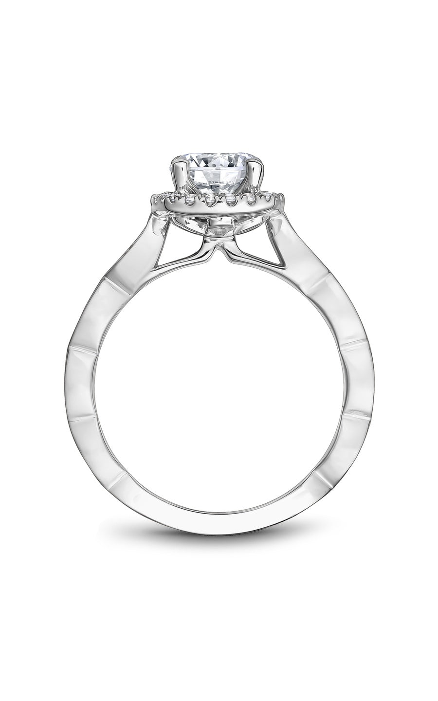 14K White Gold Halo Round Engagement Ring