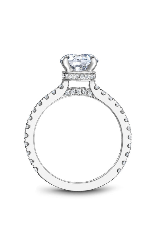 14K White Gold Sidestone Round Engagement Ring