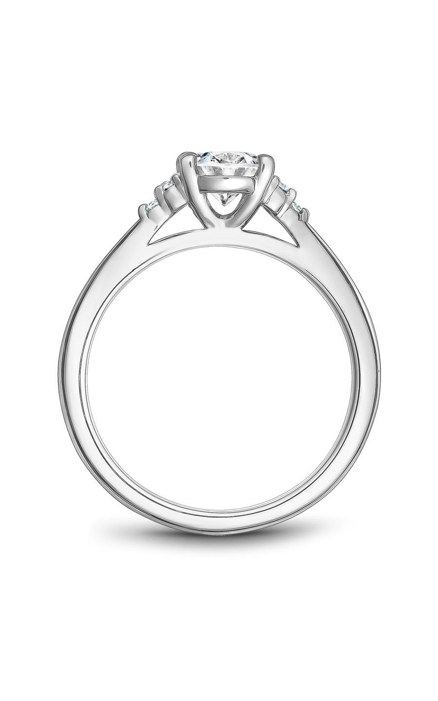 14K White Gold Sidestone Oval Engagement Ring