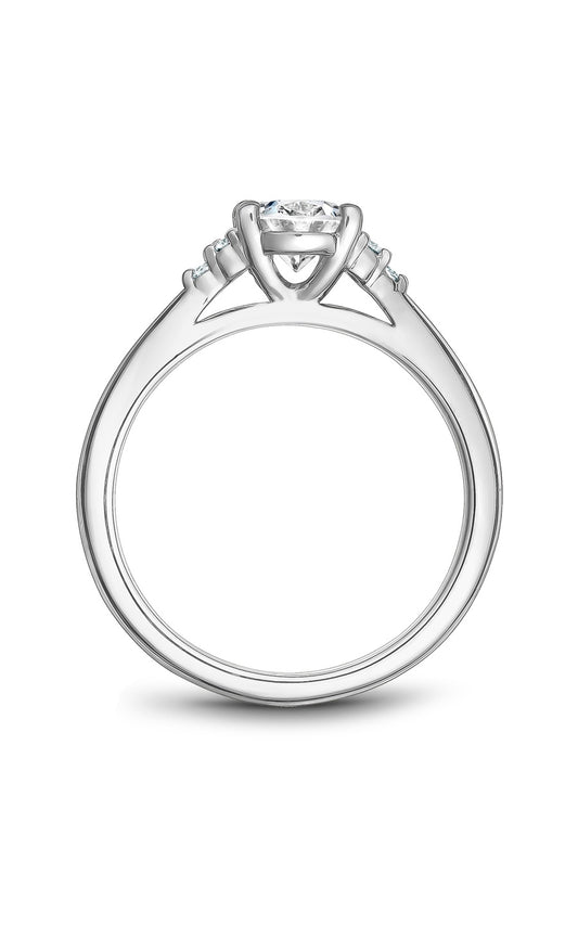 14K White Gold Sidestone Oval Engagement Ring