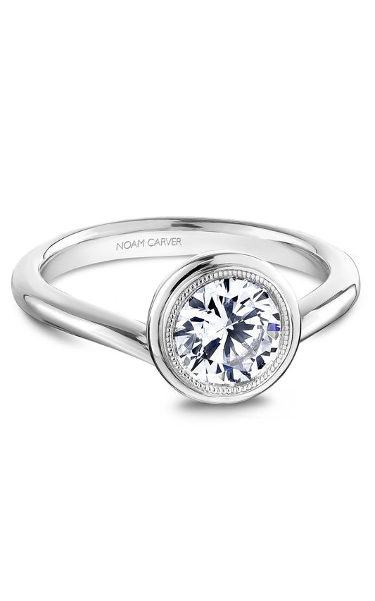 14K White Gold Solitaire Round Engagement Ring