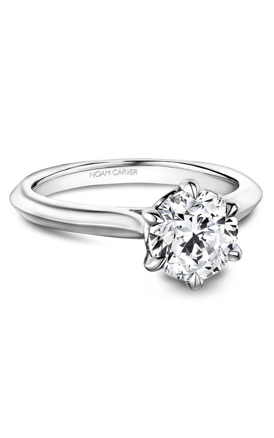 14K White Gold Solitaire Round Engagement Ring