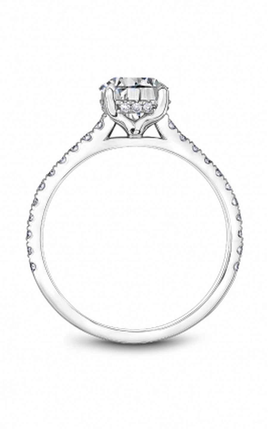 18K White Gold Sidestone Round Engagement Ring