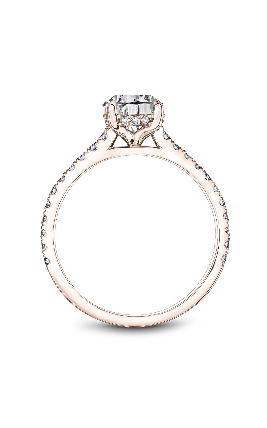 18K Rose Gold Sidestone Round Engagement Ring