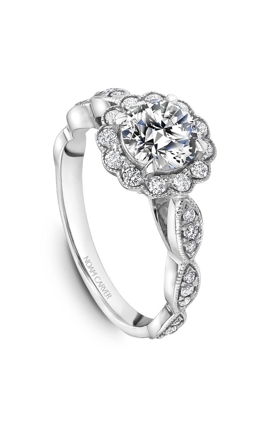 Platinum Halo Round Engagement Ring