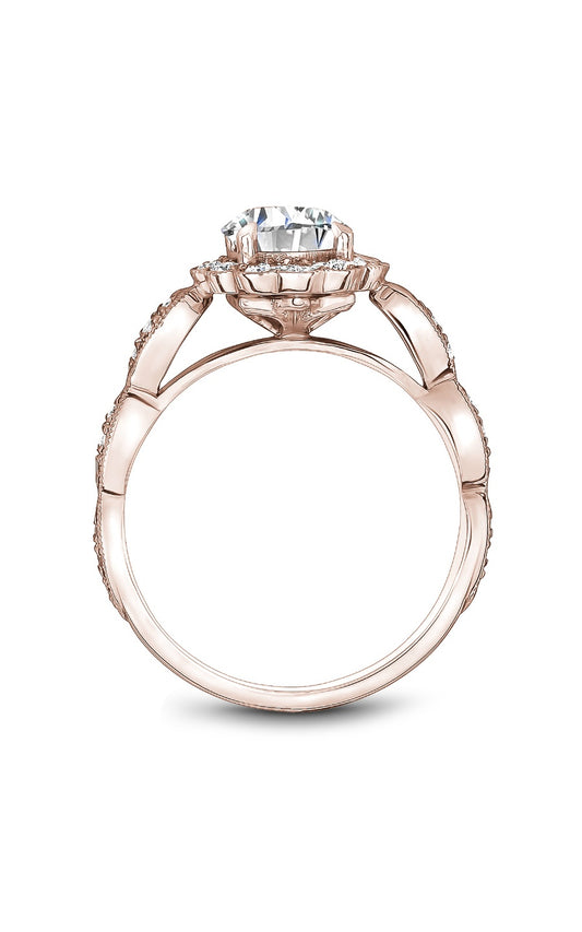 14K Rose Gold Halo Round Engagement Ring