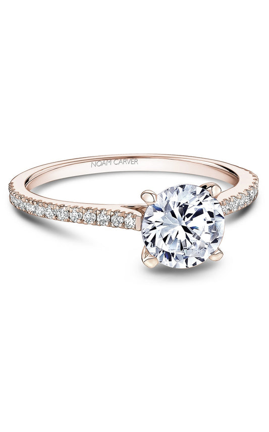 14K Rose Gold Sidestone Round Engagement Ring