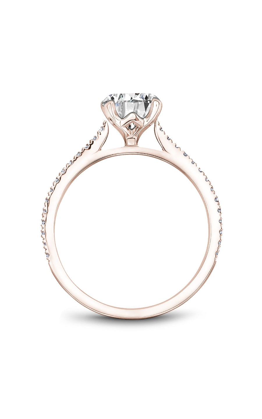 18K Rose Gold Sidestone Round Engagement Ring