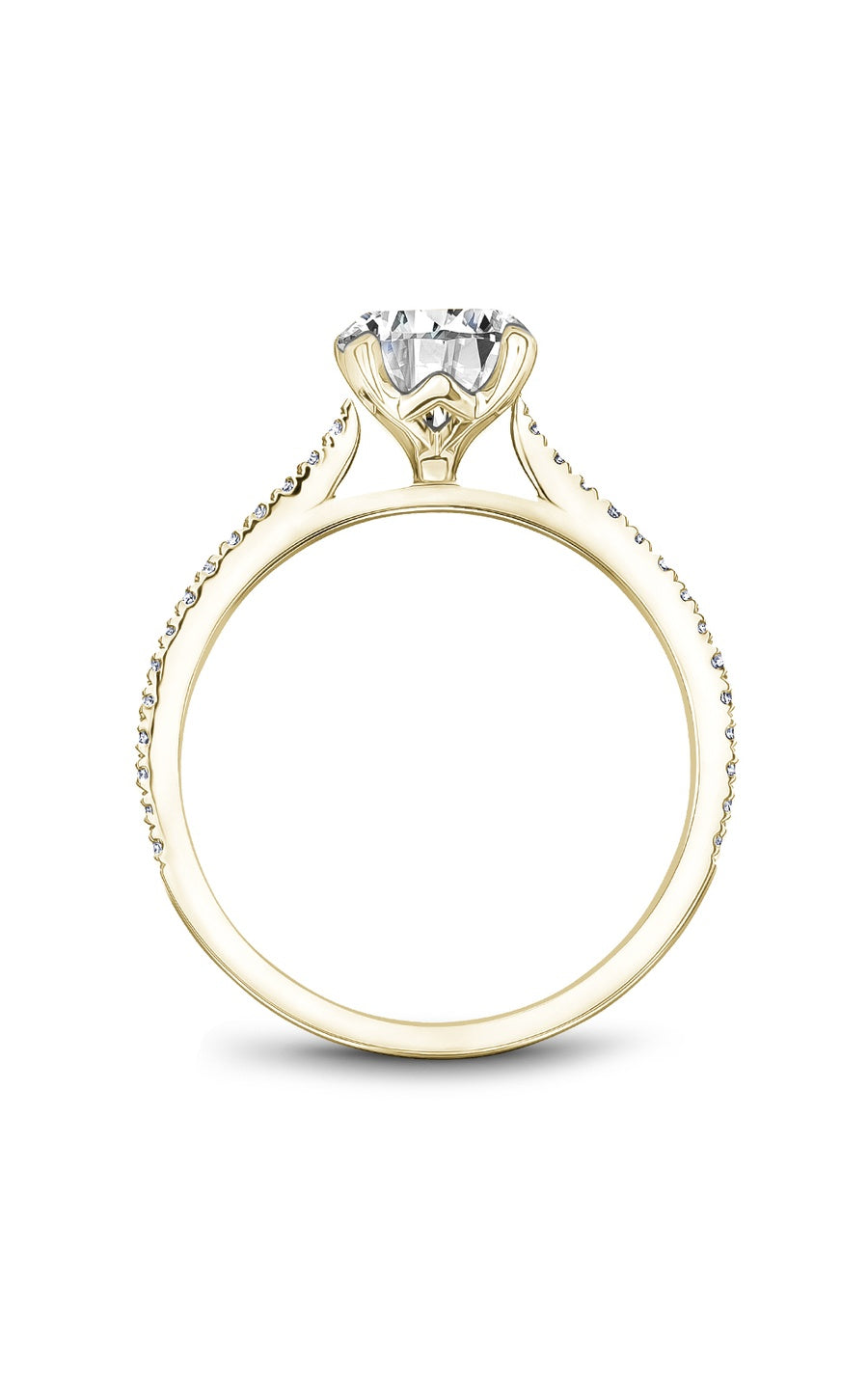 14K Yellow Gold Sidestone Round Engagement Ring