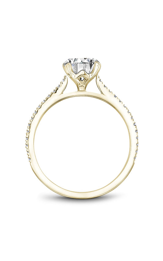 14K Yellow Gold Sidestone Round Engagement Ring