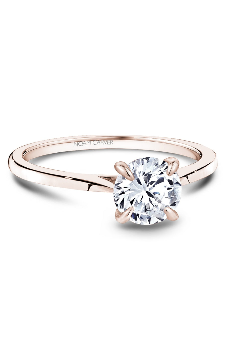 18K Rose Gold Solitaire Round Engagement Ring
