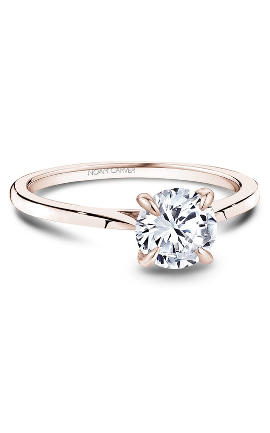 18K Rose Gold Solitaire Round Engagement Ring