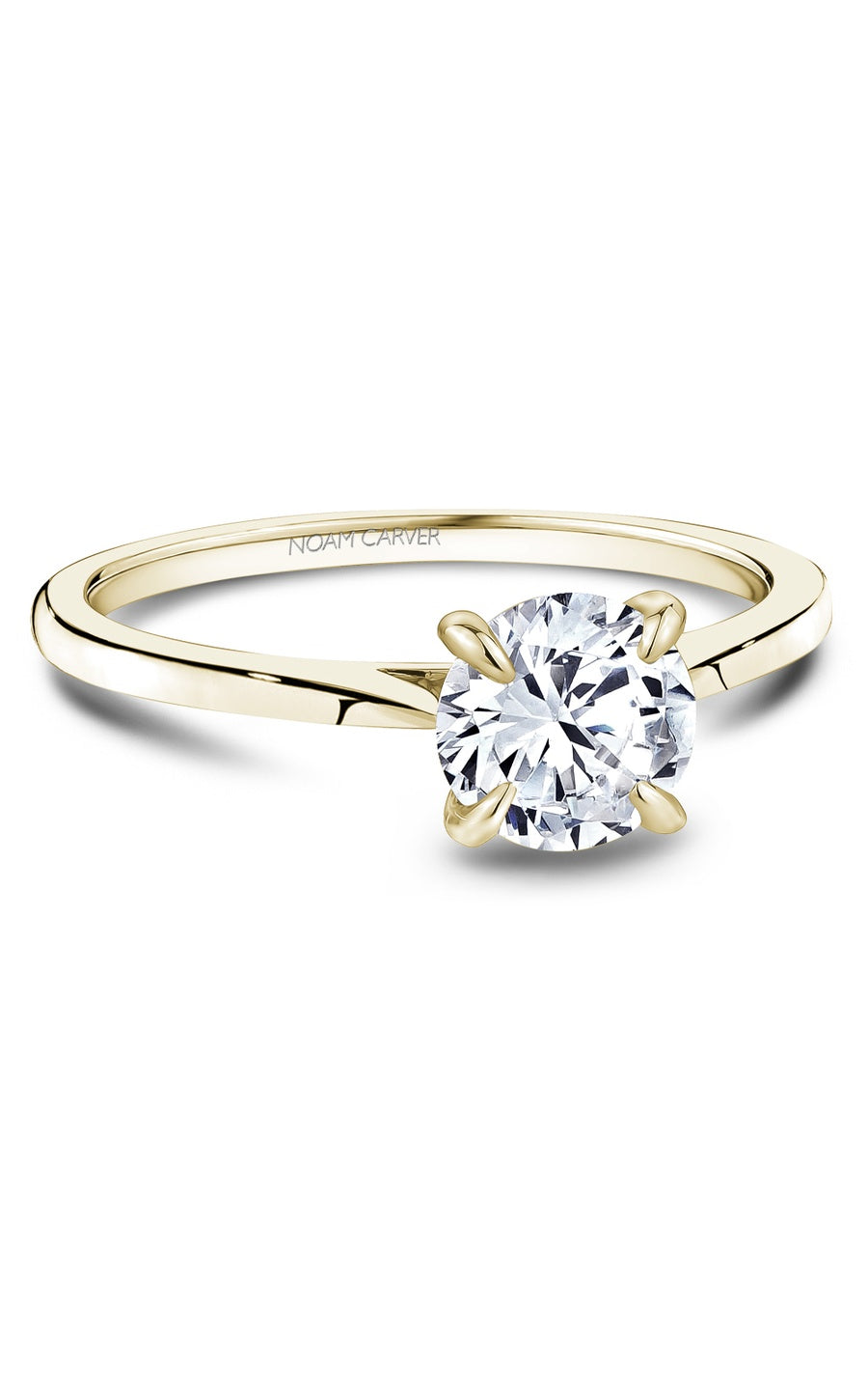 18K Yellow Gold Solitaire Round Engagement Ring