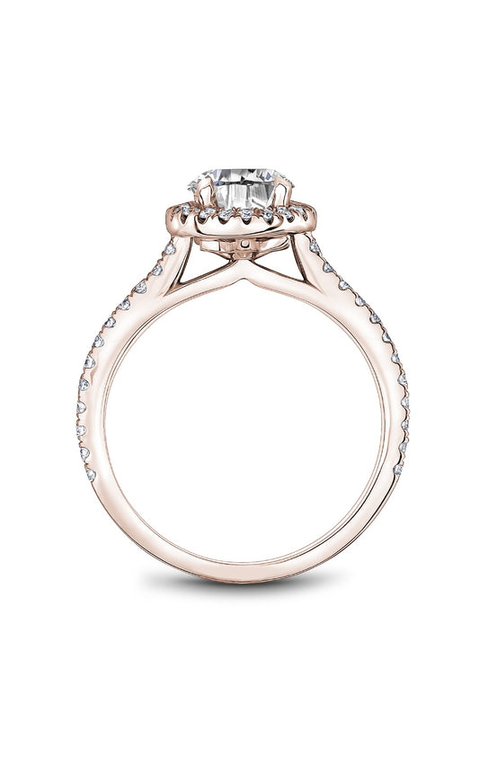 14K Rose Gold Halo Round Engagement Ring