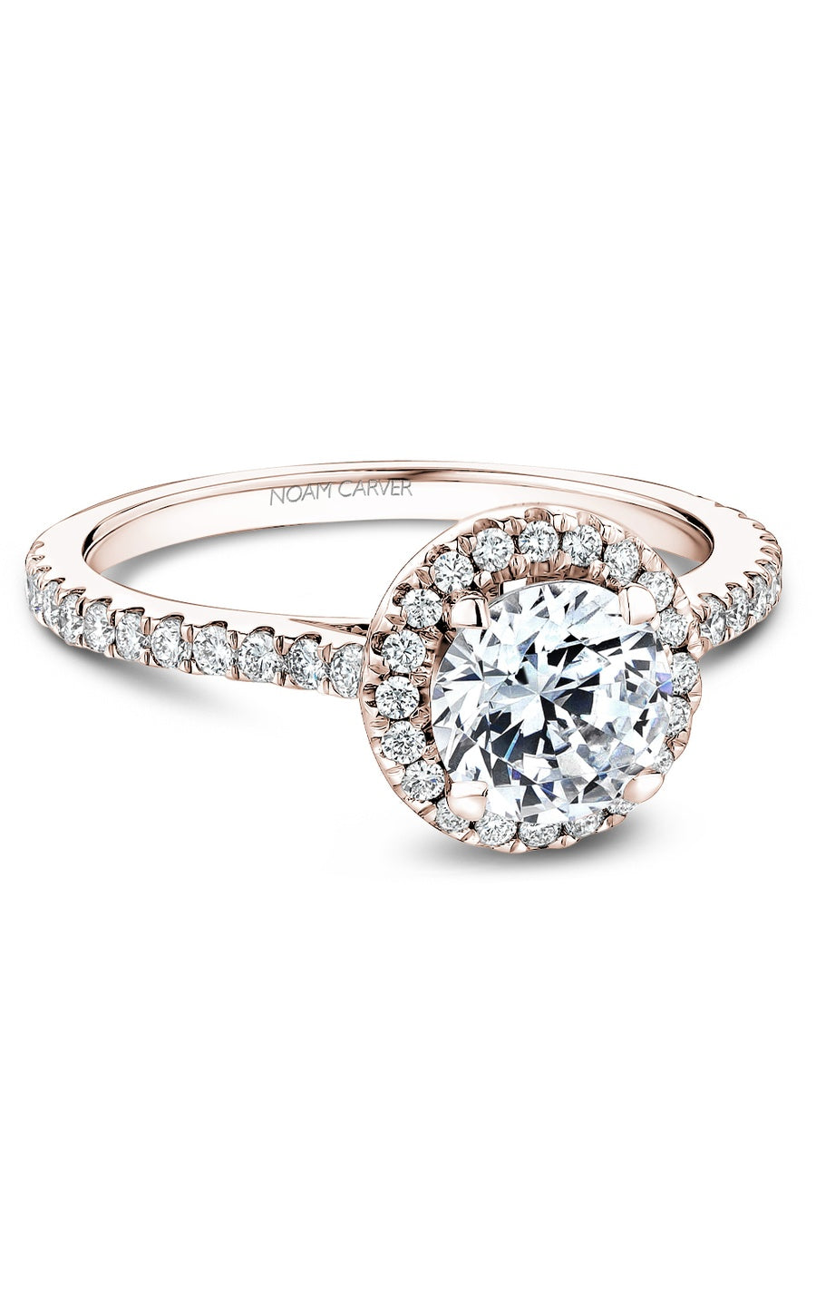 18K Rose Gold Halo Round Engagement Ring