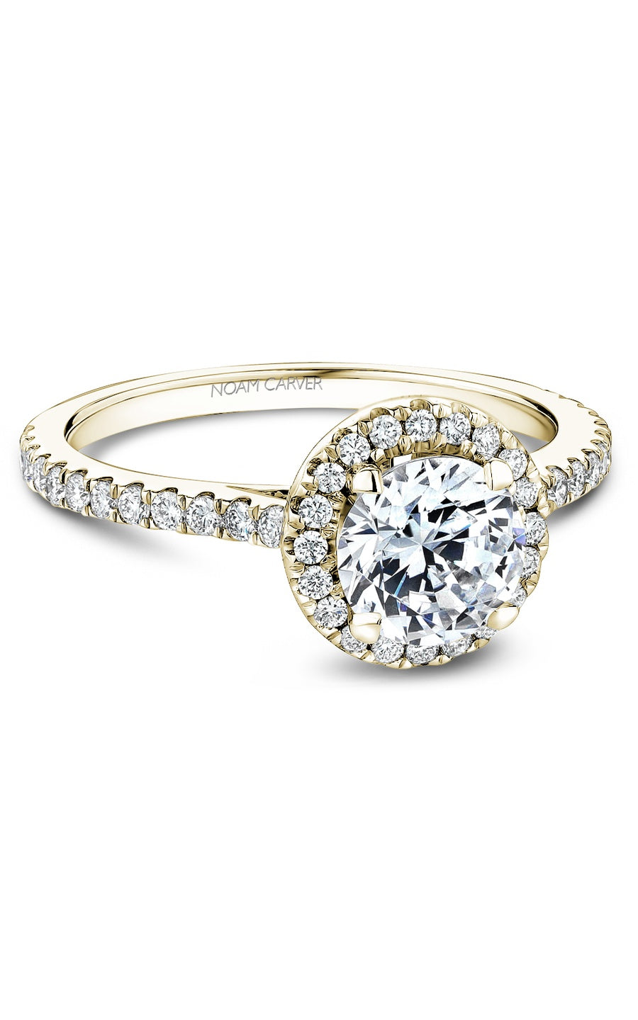 14K Yellow Gold Halo Round Engagement Ring