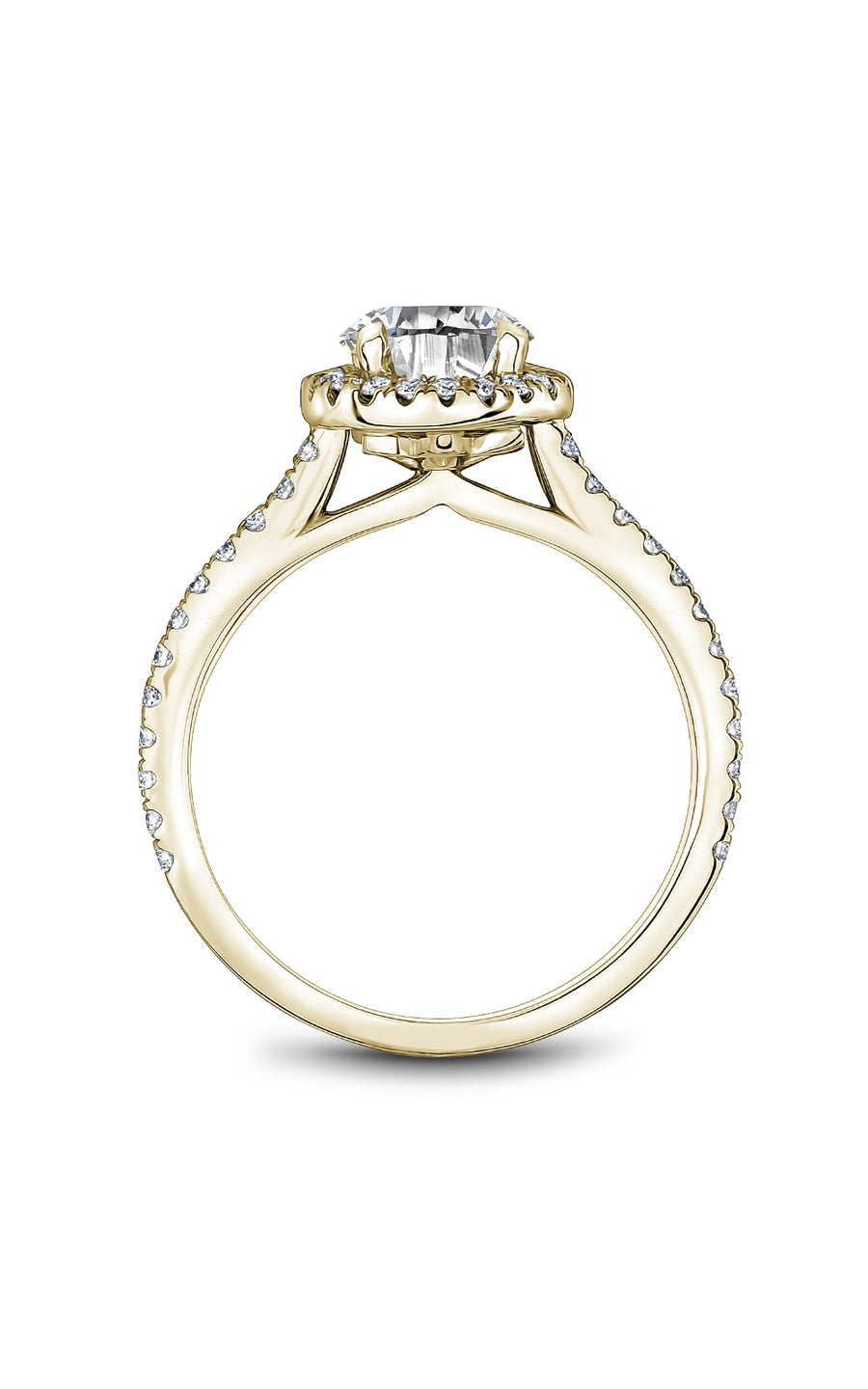 18K Yellow Gold Halo Round Engagement Ring