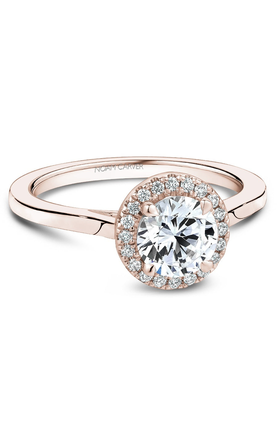 18K Rose Gold Halo Round Engagement Ring