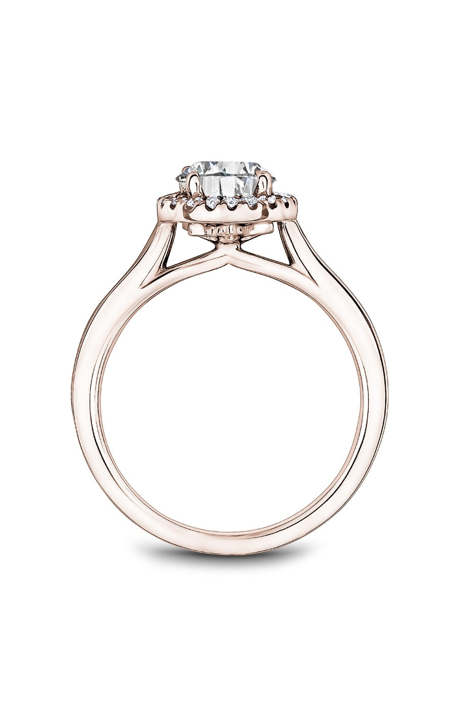18K Rose Gold Halo Round Engagement Ring