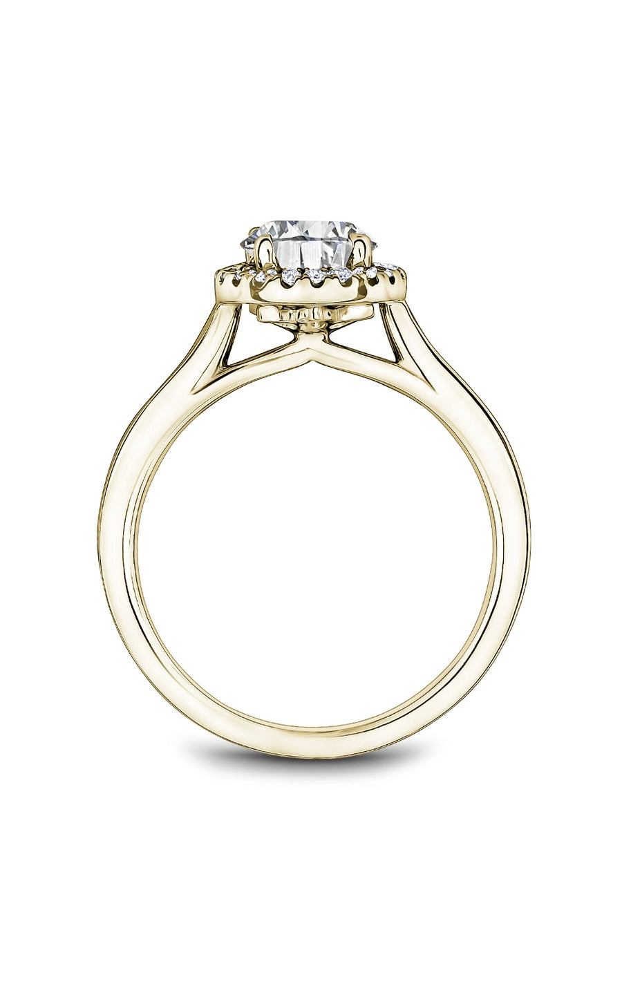 18K Yellow Gold Halo Round Engagement Ring