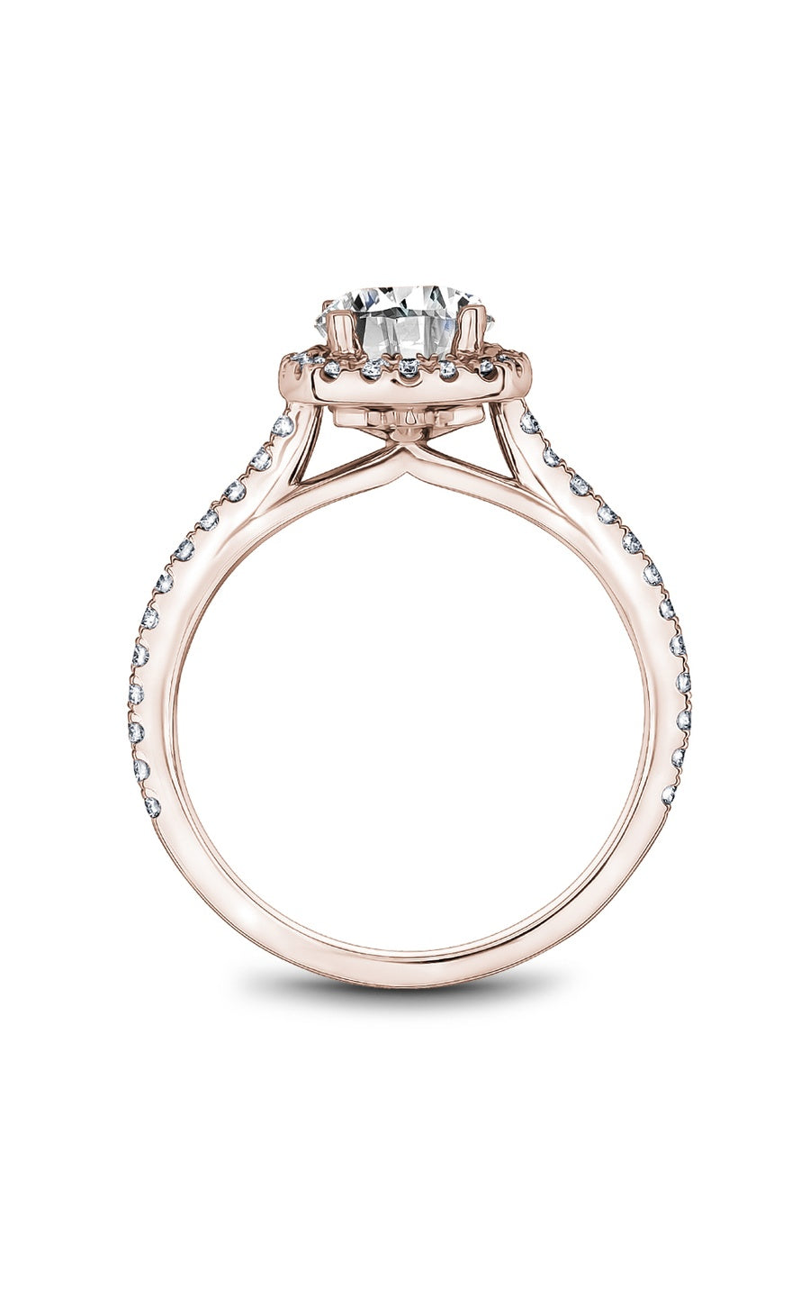 14K Rose Gold Halo Round Engagement Ring