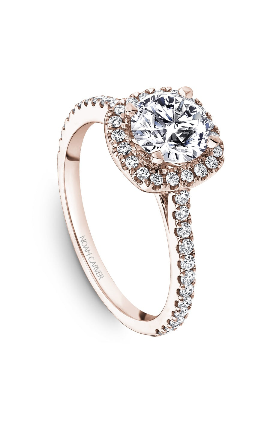 18K Rose Gold Halo Round Engagement Ring