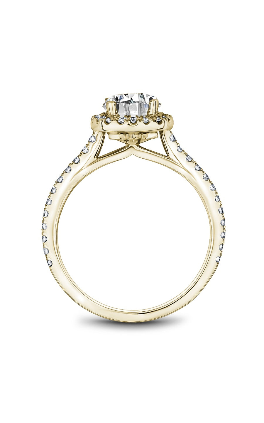 18K Yellow Gold Halo Round Engagement Ring