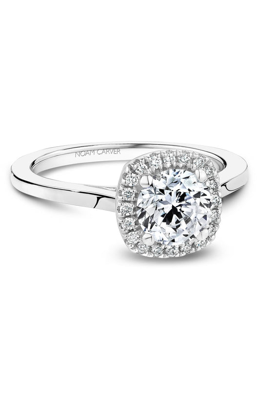 18K White Gold Halo Round Engagement Ring