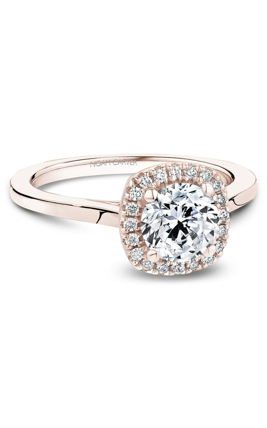 14K Rose Gold Halo Round Engagement Ring
