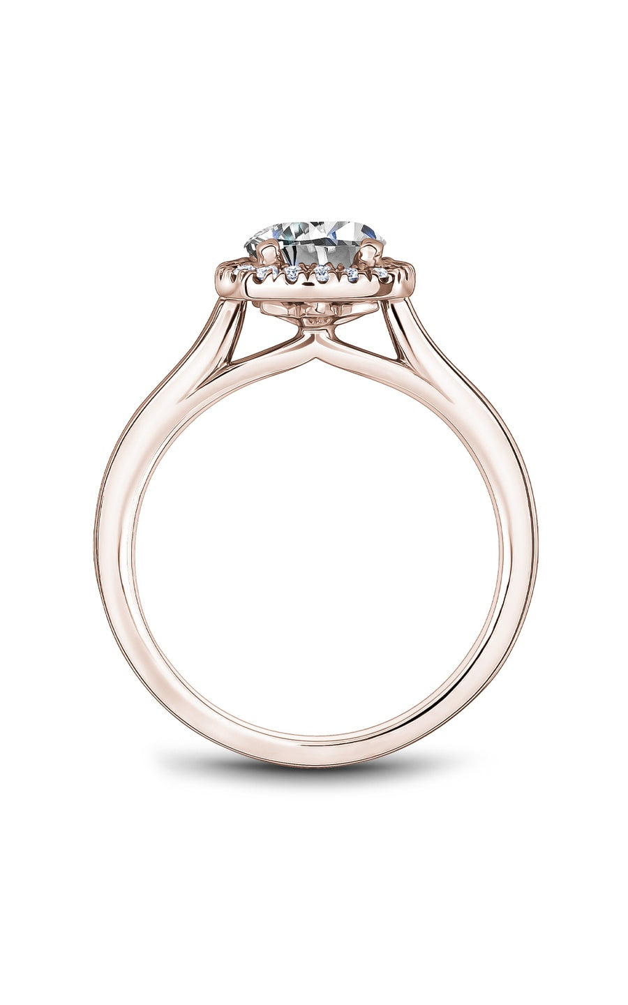 18K Rose Gold Halo Round Engagement Ring