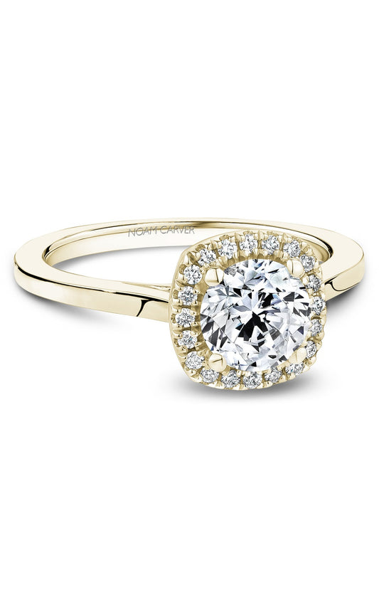 14K Yellow Gold Halo Round Engagement Ring