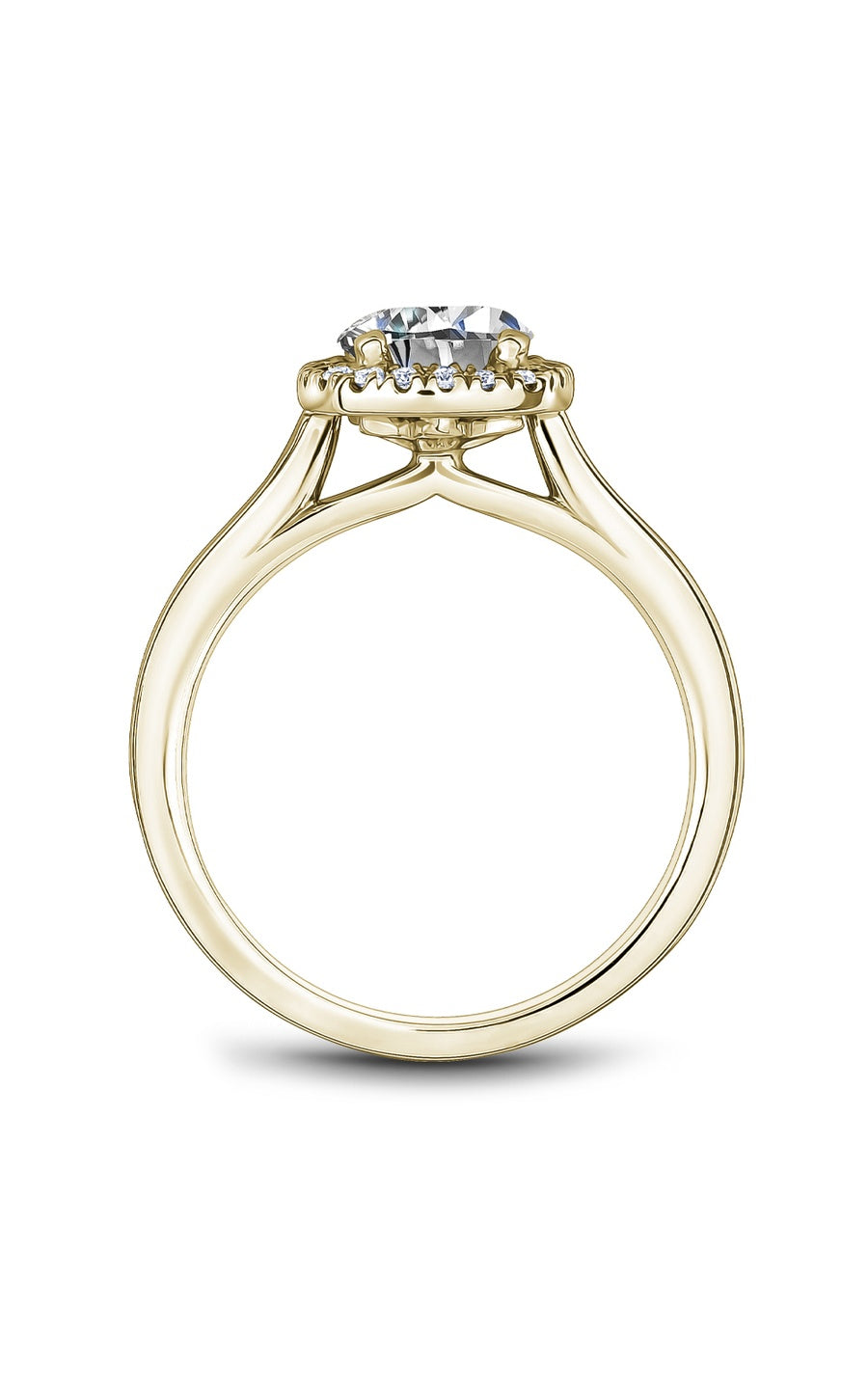 14K Yellow Gold Halo Round Engagement Ring