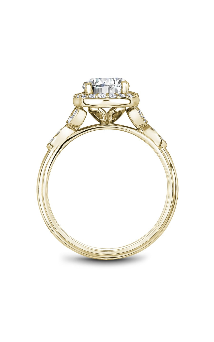 14K Yellow Gold Halo Round Engagement Ring