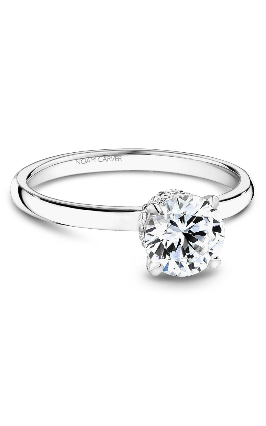 18K White Gold Solitaire Round Engagement Ring