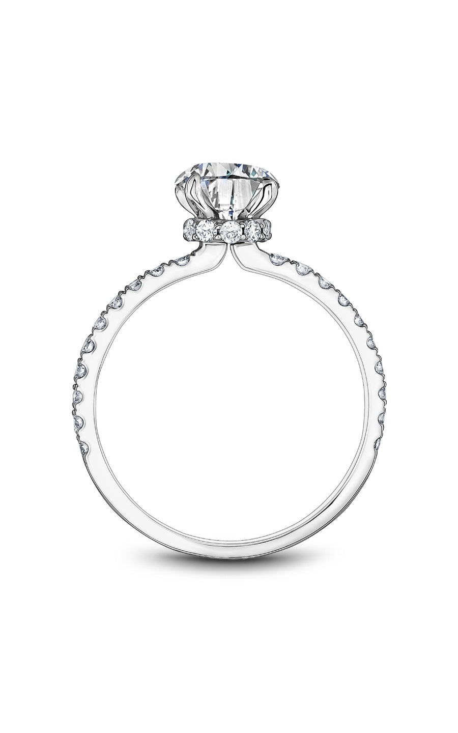 18K White Gold Sidestone Round Engagement Ring