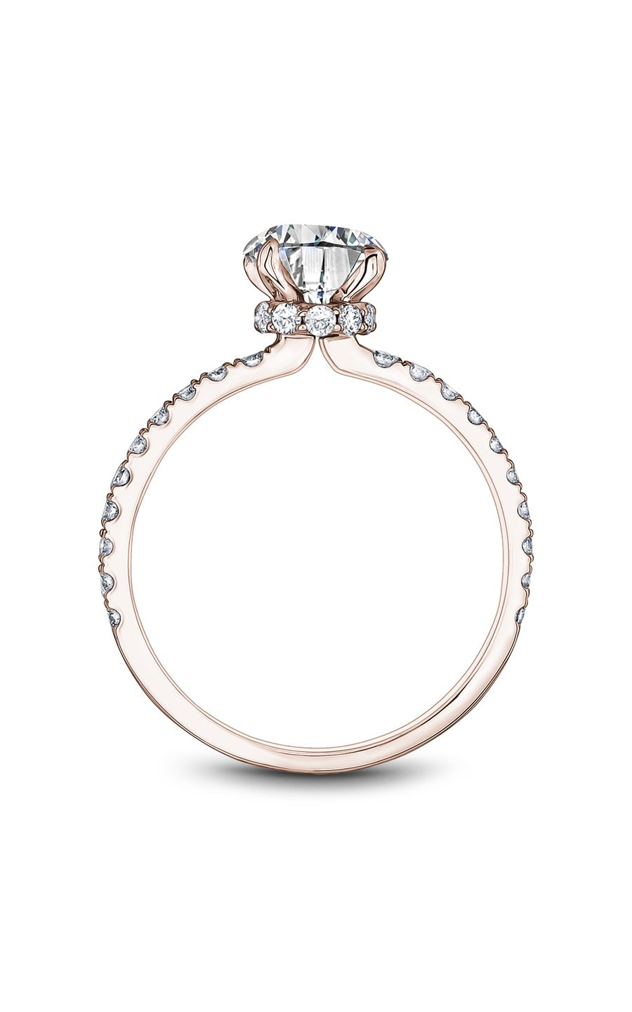 14K Rose Gold Sidestone Round Engagement Ring
