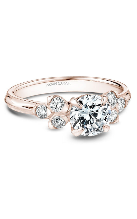 14K Rose Gold Sidestone Round Engagement Ring