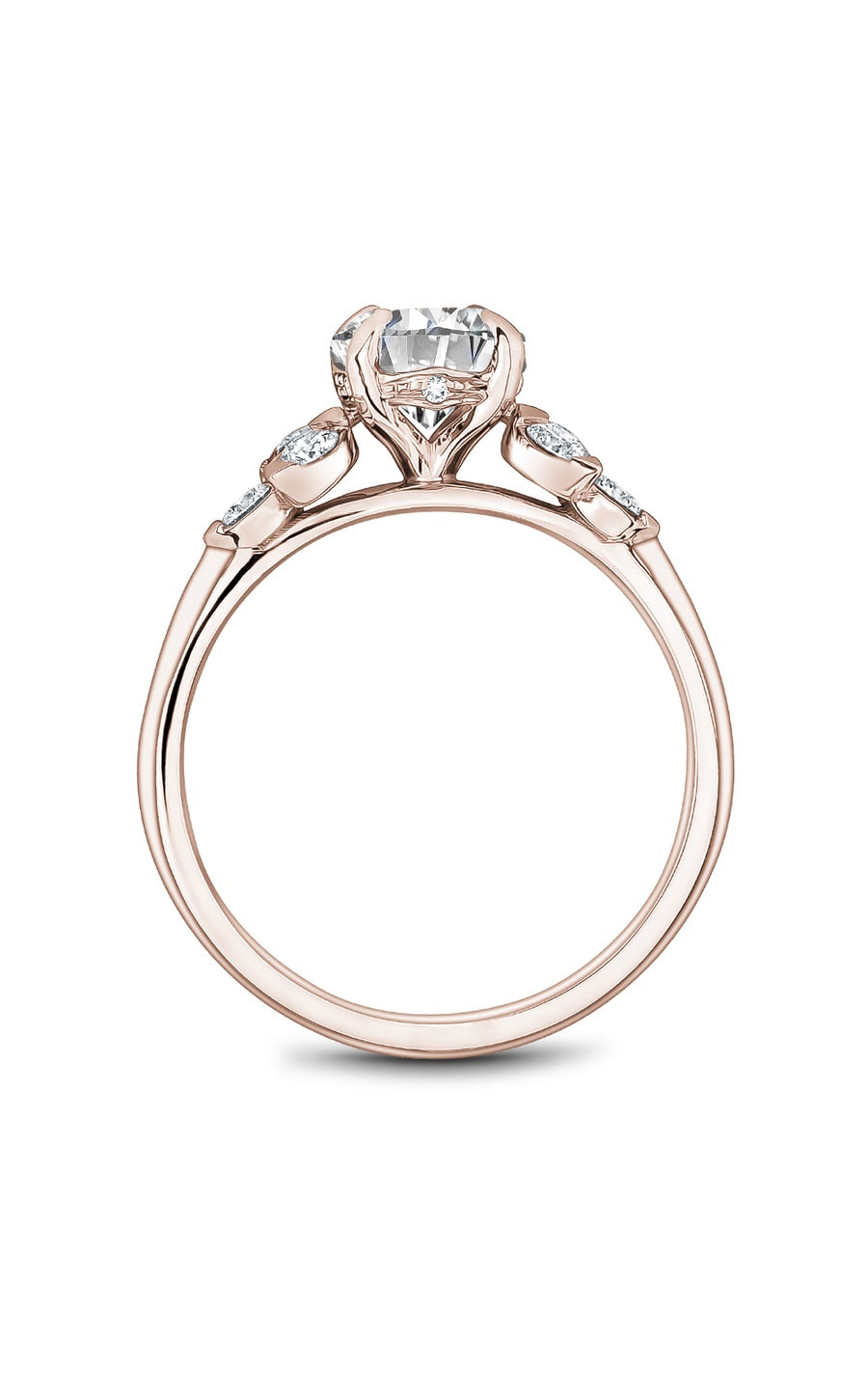 18K Rose Gold Sidestone Round Engagement Ring