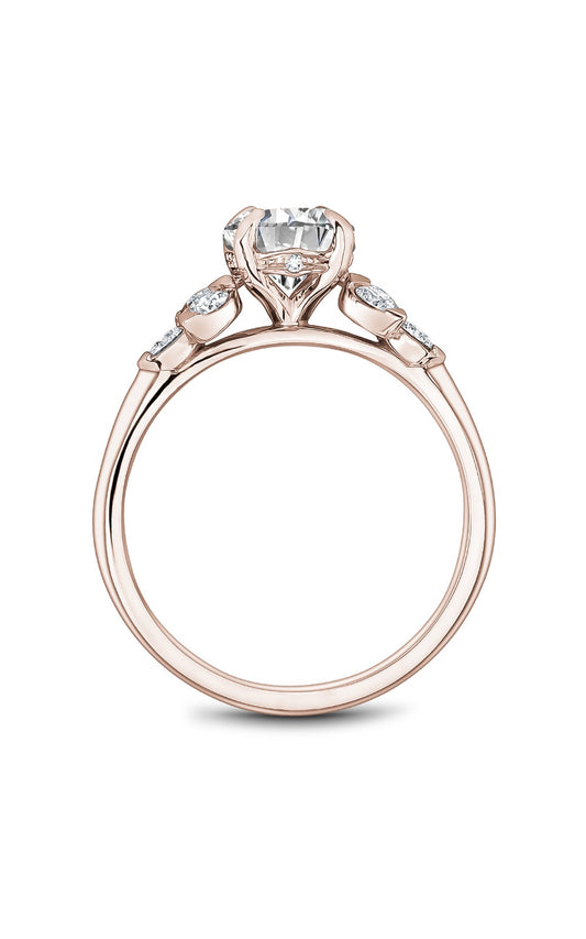 18K Rose Gold Sidestone Round Engagement Ring