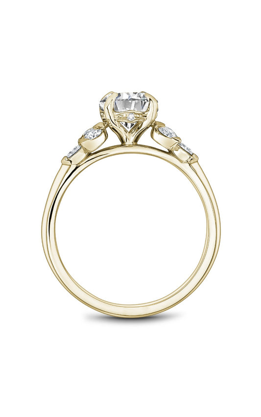 14K Yellow Gold Sidestone Round Engagement Ring