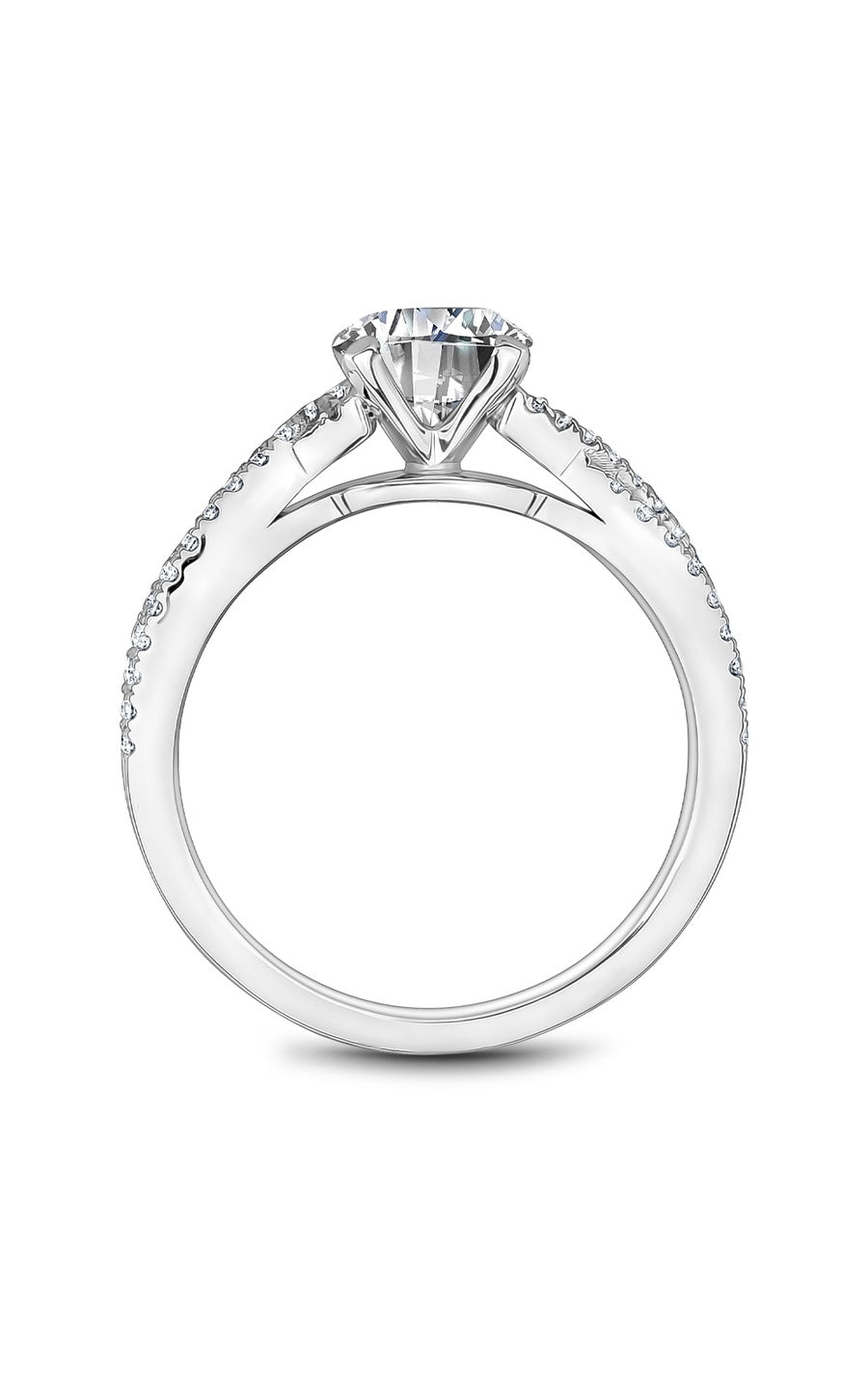 18K White Gold Sidestone Round Engagement Ring
