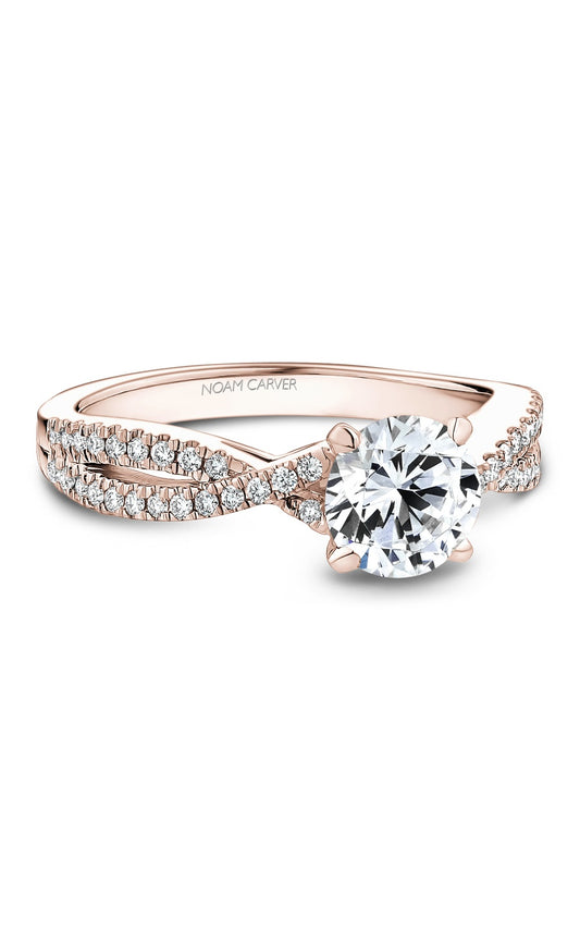 14K Rose Gold Sidestone Round Engagement Ring