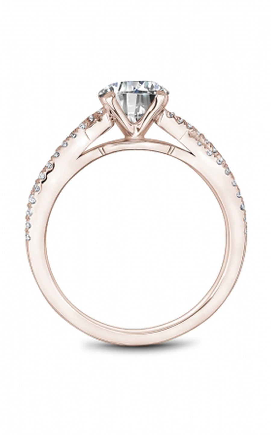 18K Rose Gold Sidestone Round Engagement Ring