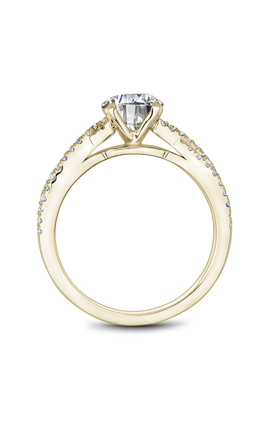 14K Yellow Gold Sidestone Round Engagement Ring