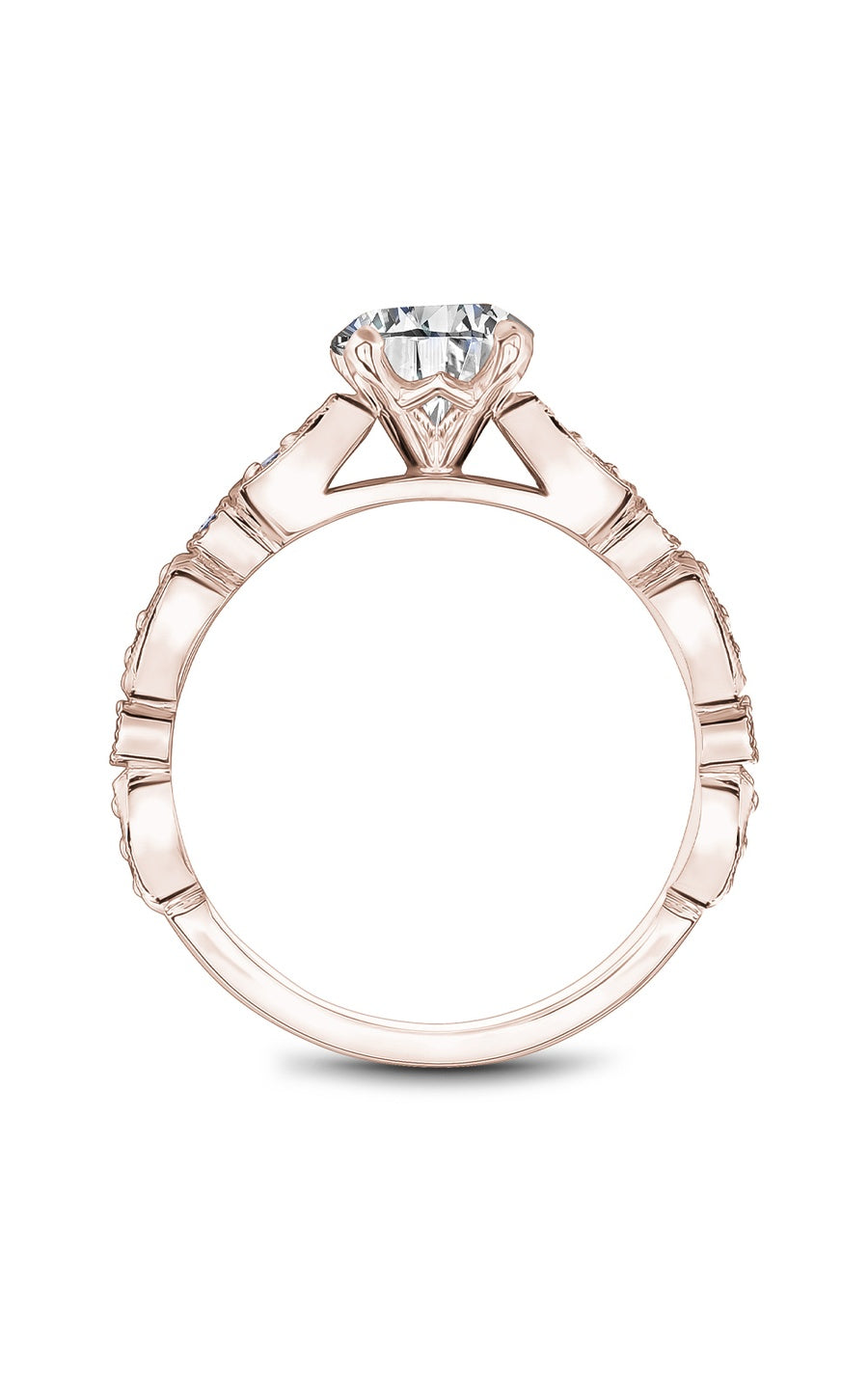 14K Rose Gold Sidestone Round Engagement Ring