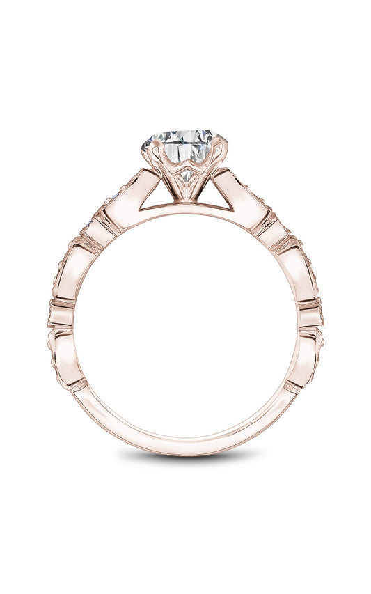 18K Rose Gold Sidestone Round Engagement Ring