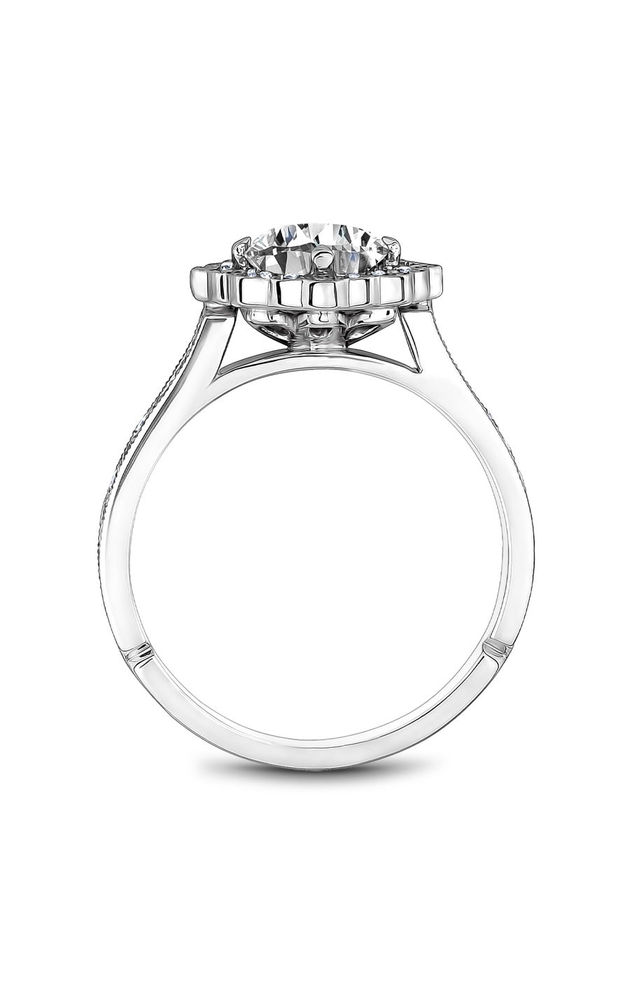 18K White Gold Halo Round Engagement Ring