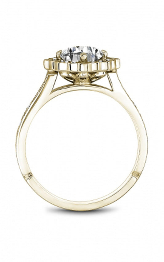 18K Yellow Gold Halo Round Engagement Ring