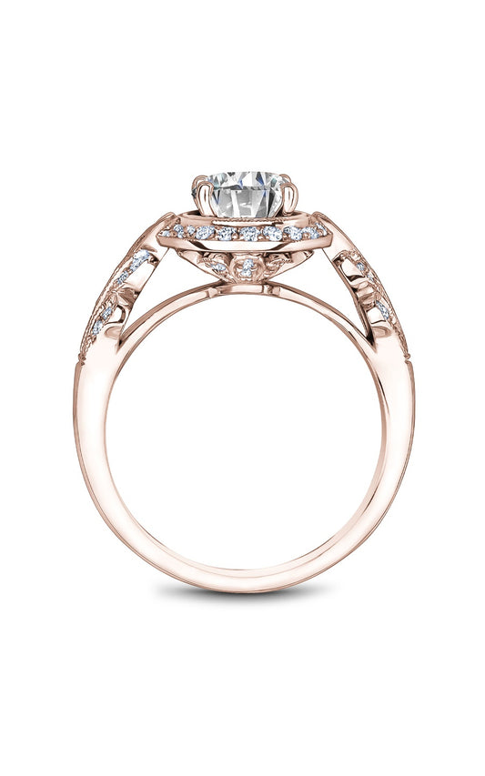 14K Rose Gold Halo Round Engagement Ring