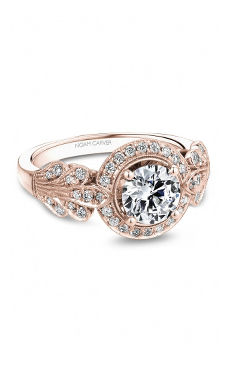 18K Rose Gold Halo Round Engagement Ring